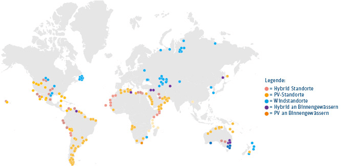Weltkarte mit Standorten